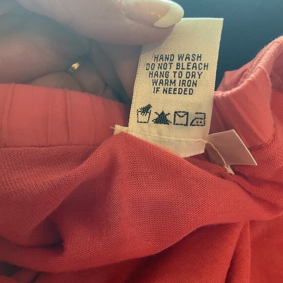 Sophie Max Orange Boho/Peasant Lined Tie Waist Embroidery Hem Cotton Skirt Sz XL - Picture 7 of 7